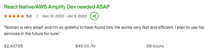 Upwork testimonial 4